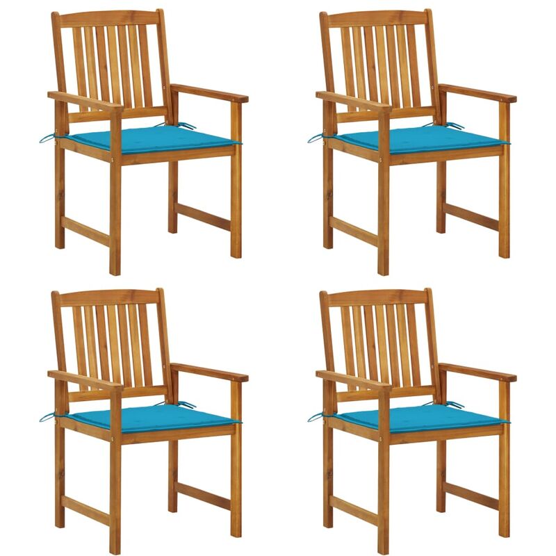 

Sillas de director 4 unidades madera maciza de acacia y cojines