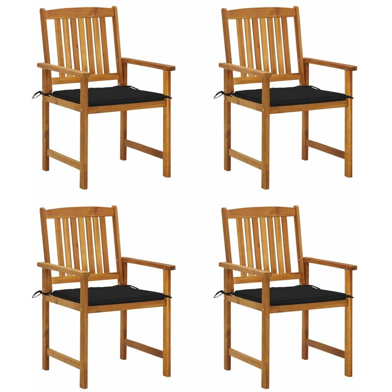 

Sillas de director 4 unidades madera maciza de acacia y cojines