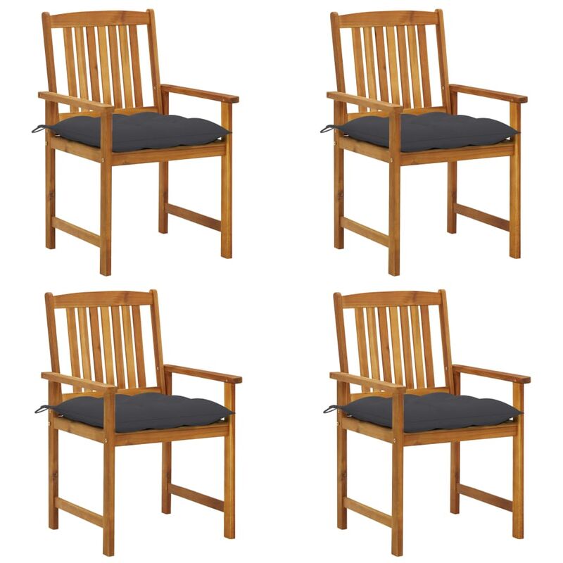 

Sillas de director 4 unidades madera maciza de acacia y cojines