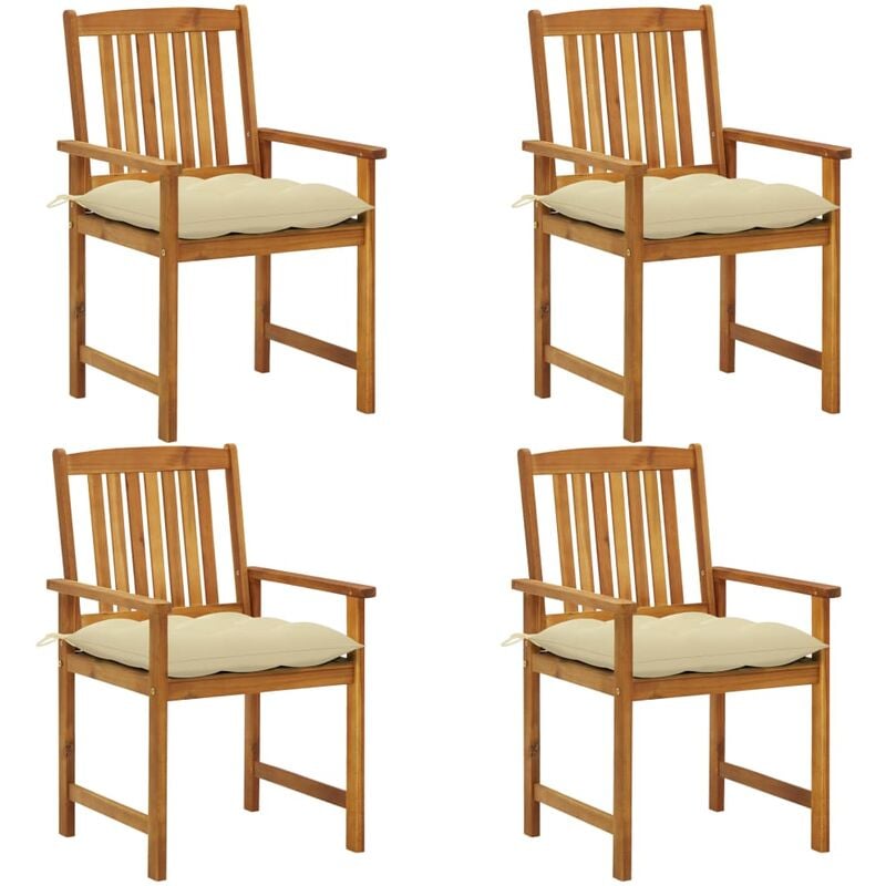 

Sillas de director 4 unidades madera maciza de acacia y cojines - Marrón