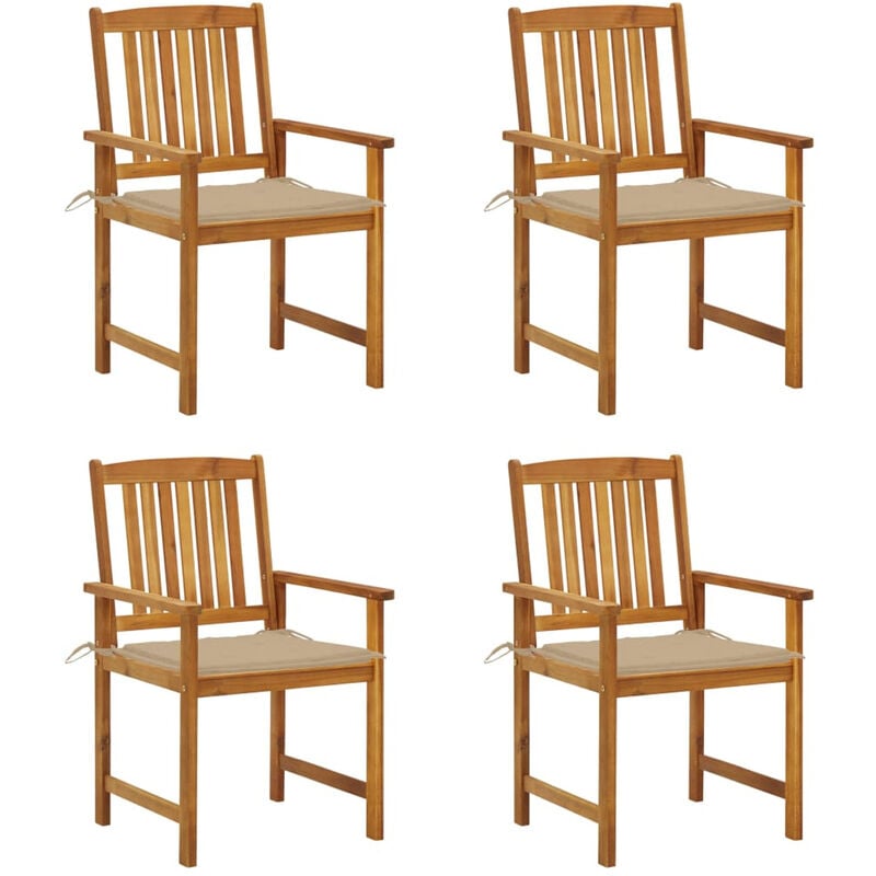 

Sillas de director 4 unidades madera maciza de acacia y cojines
