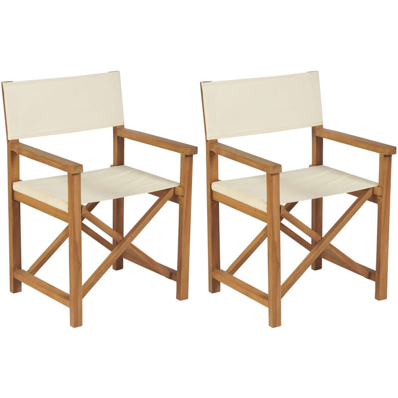 

Happyshopping - Sillas de director plegables 2 unidades madera maciza de teca