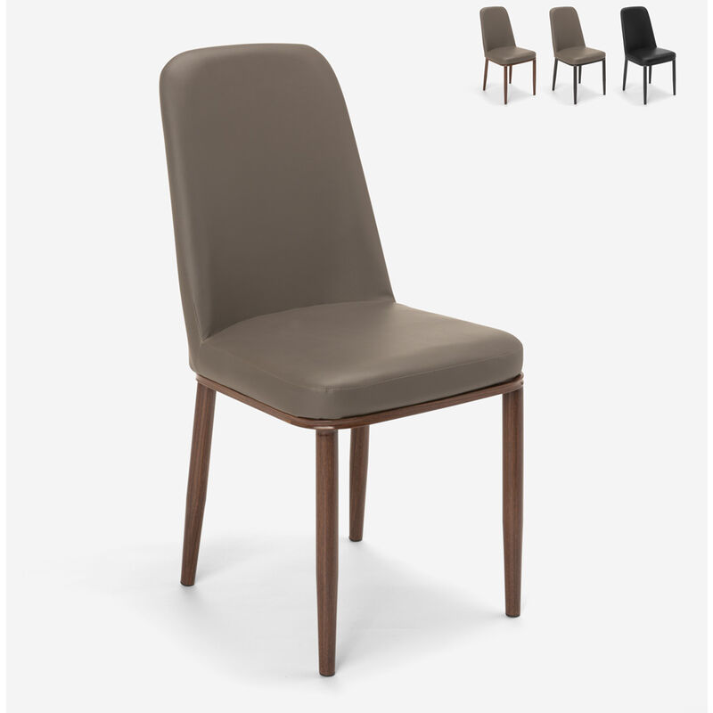 

Sillas de diseño en piel y metal para cocina bar restaurante Baden | Gris claro