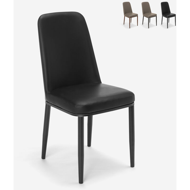 

Sillas de diseño en piel y metal para cocina bar restaurante Baden | Negro