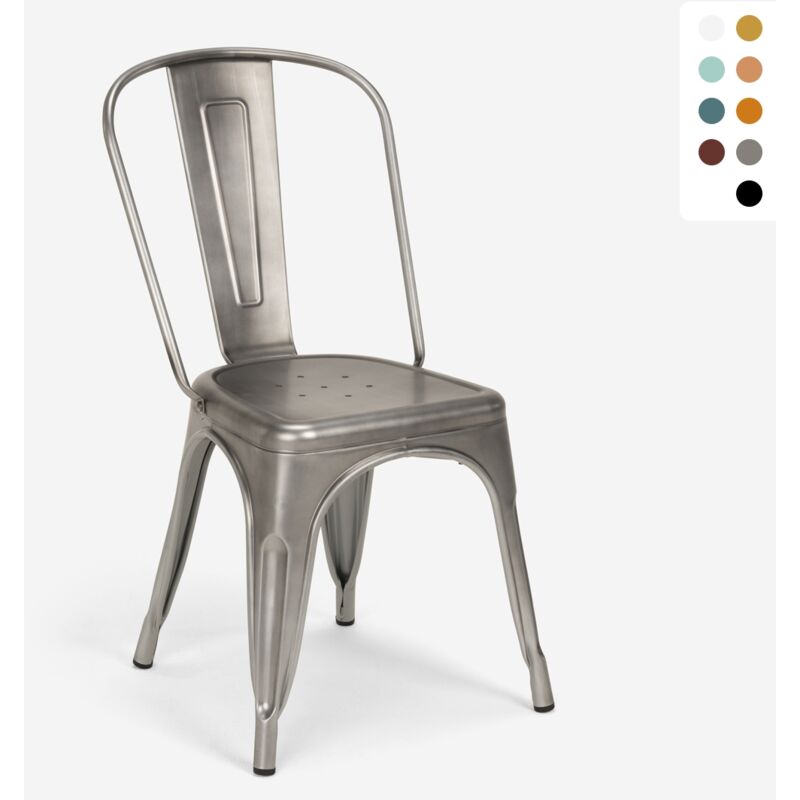 

Sillas de diseño industrial de metal shabby chic vintage estilo Tolix Steel Old | Silver