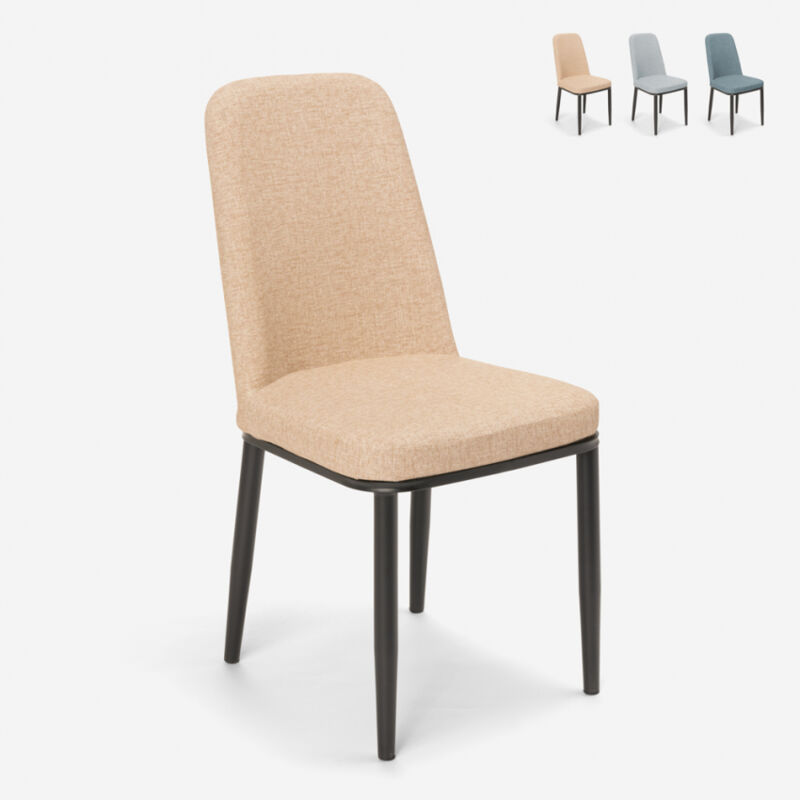 

Sillas de diseño para cocina bar restaurante tela y metal con efecto madera Davos Dark | Beige