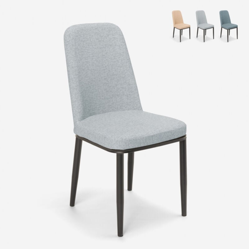 

Sillas de diseño para cocina bar restaurante tela y metal con efecto madera Davos Dark | Gris claro
