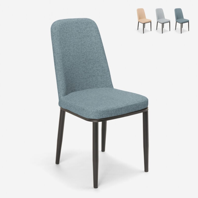 

Sillas de diseño para cocina bar restaurante tela y metal con efecto madera Davos Dark | Gris