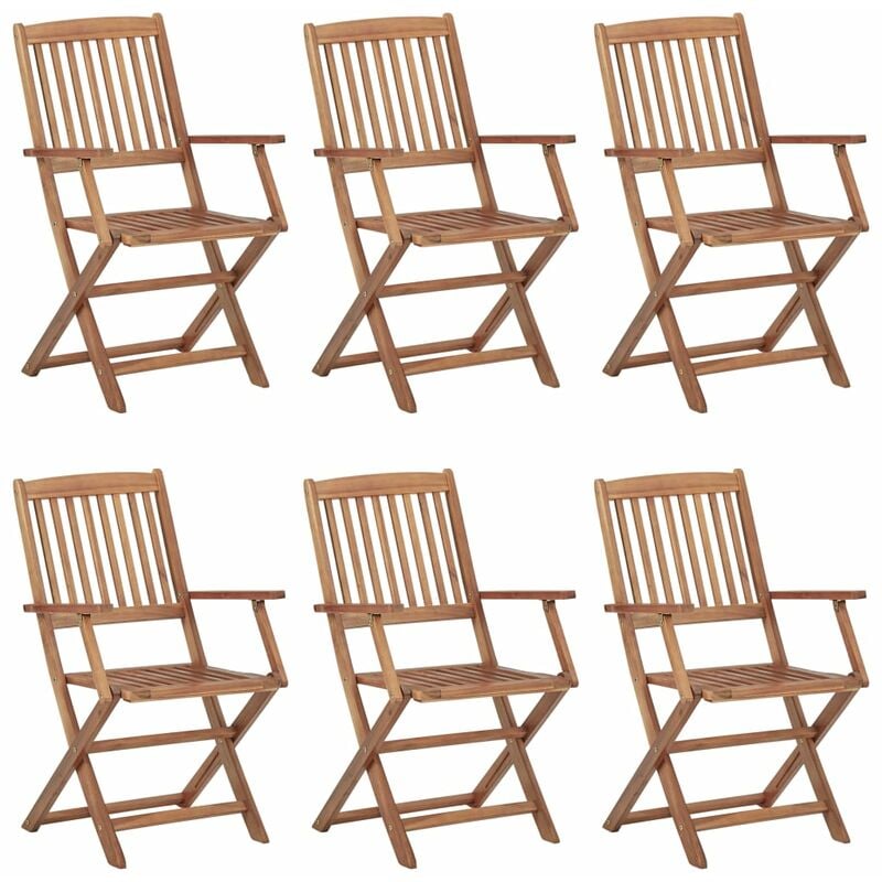 

Sillas de exterior plegables 6 uds madera maciza acacia