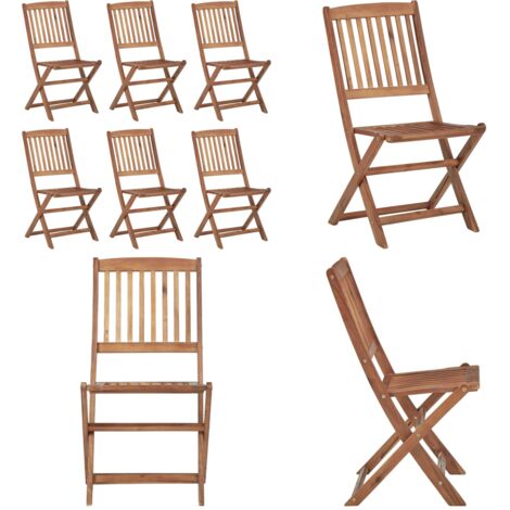 Sillas de exterior plegables 6 uds madera maciza acacia - Sillas de jardín - Sillas de comedor