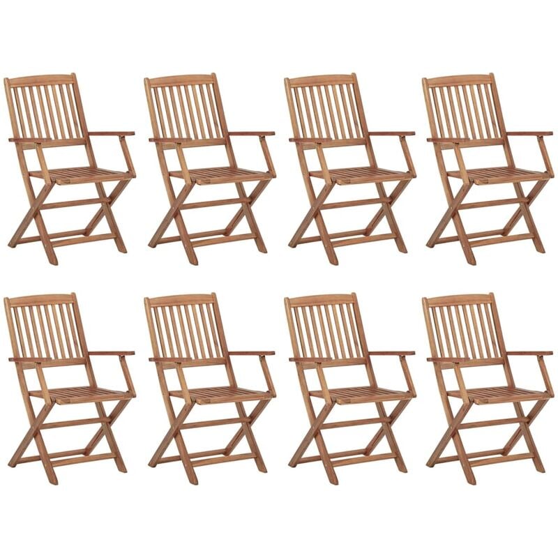 

Sillas de exterior plegables 8 uds madera maciza acacia