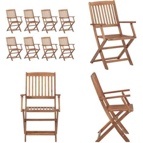 Sillas de exterior plegables 8 uds madera maciza acacia - Sillas de jardín - Sillas de comedor