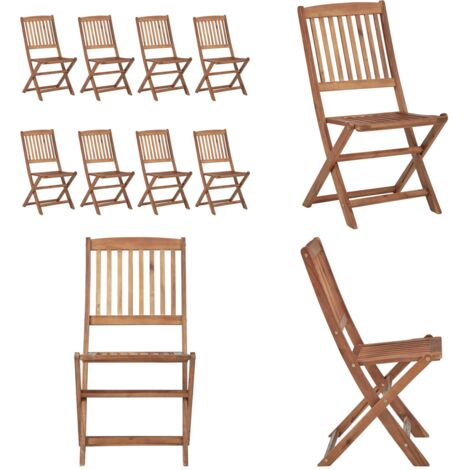 Sillas de exterior plegables 8 uds madera maciza acacia - Sillas de jardín - Sillas plegables