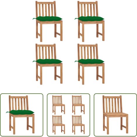 Sillas de exterior -  Sillas de jardín 4 unidades madera maciza de teca con cojines