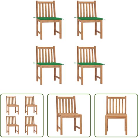 Sillas de exterior -  Sillas de jardín 4 unidades madera maciza de teca con cojines
