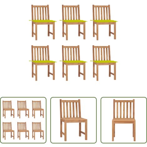Sillas de exterior -  Sillas de jardín 6 unidades con cojines madera maciza de teca