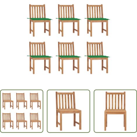 Sillas de exterior -  Sillas de jardín 6 unidades con cojines madera maciza de teca