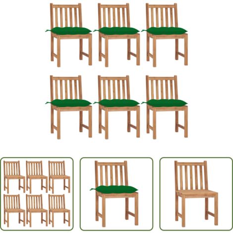 Sillas de exterior -  Sillas de jardín 6 unidades madera maciza de teca con cojines