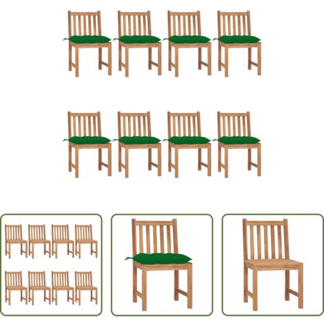 Sillas de exterior -  Sillas de jardín 8 unidades madera maciza de teca con cojines