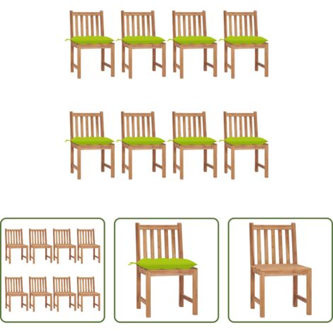 Sillas de exterior -  Sillas de jardín 8 unidades madera maciza de teca con cojines
