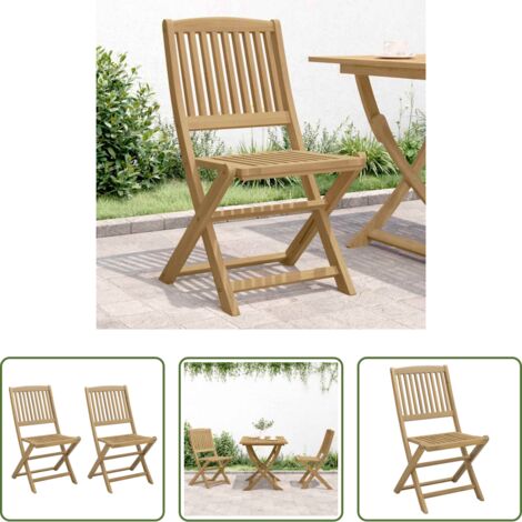 Sillas de exterior -  Sillas de jardín plegables 2 uds madera acacia 44x50x88 cm