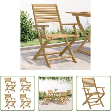 Sillas de exterior -  Sillas de jardín plegables 4 uds madera acacia 54,5x61,5x86,5cm