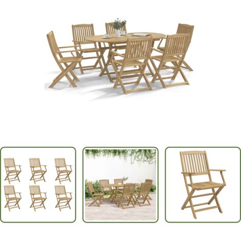 Sillas de exterior -  Sillas jardín plegables 6 uds madera maciza acacia 54x61x88cm