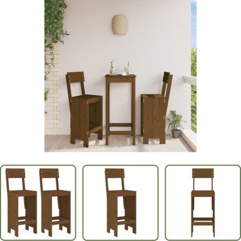 Sillas de exterior -  Taburetes de cocina 2 uds madera pino marrón 40x48,5x115,5 cm