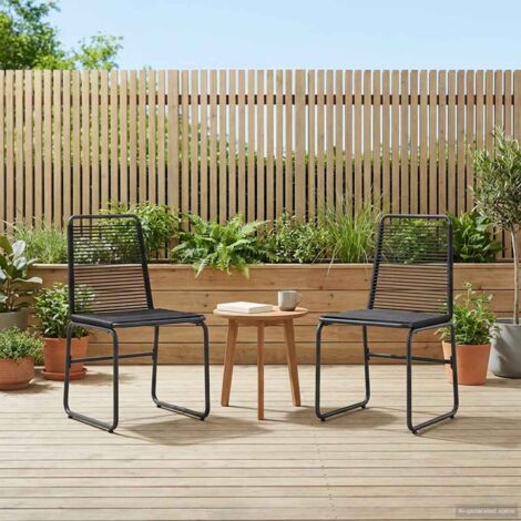 Sillas de jardín 2 pcs Negro 48 x 55 x 89,5 cm Ratán