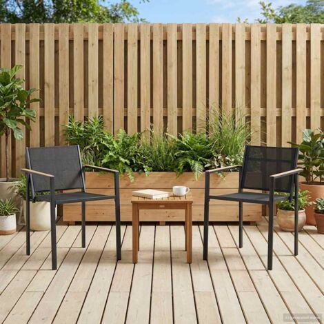 Sillas de jardín 2 pcs Negro y Antracita 53,5 x 59 x 77 cm