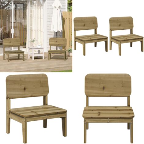 Sillas de jardín 2 uds 60x52,5x72 cm madera de pino impregnada - Madera de pino - Sillas de jardín de madera