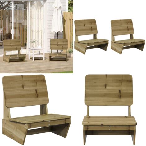 Sillas de jardín 2 uds 60x64x70,5 cm madera de pino impregnada - Madera de pino - Sillas de jardín de madera