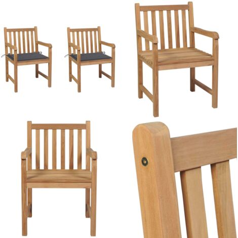 Sillas de jardín 2 uds cojines madera de teca gris antracita - Cojines para sillas - Madera de teca