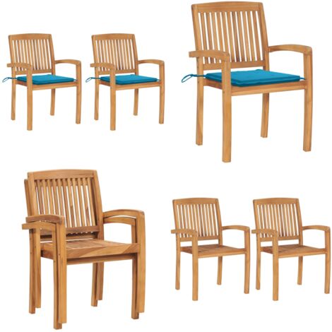 Sillas de jardín 2 uds con cojines madera maciza de teca azul - Sillas de exterior - Sillas de jardín de madera