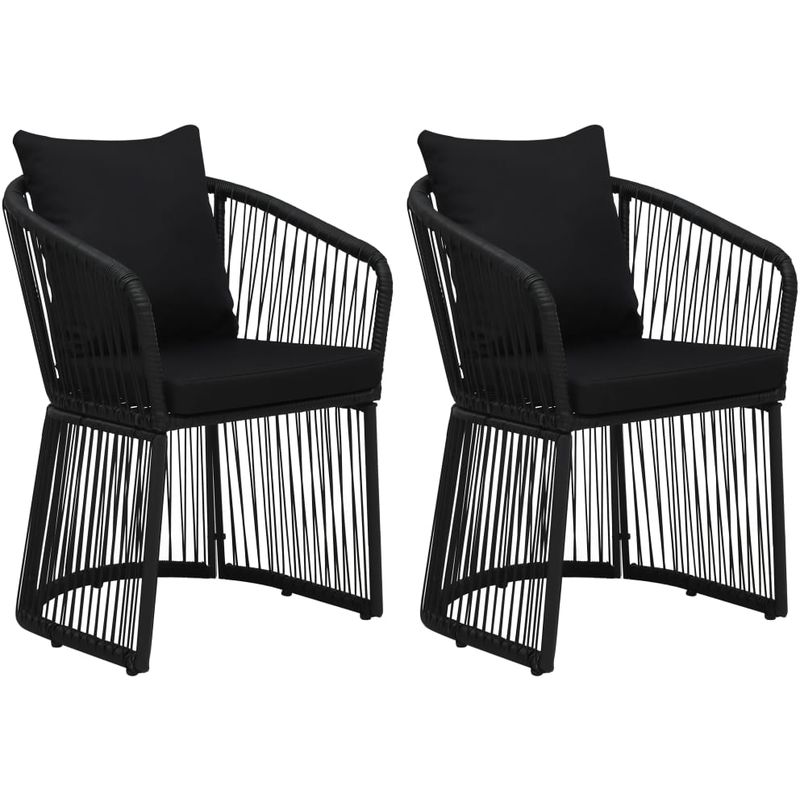 

Sillas de jardin 2 uds con cojines y almohadas ratan PVC negro