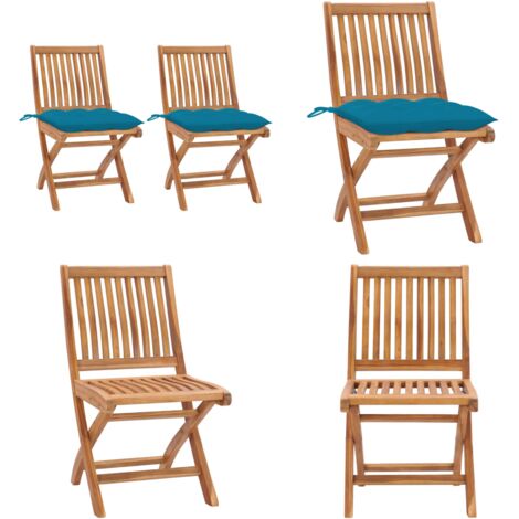 Sillas de jardín 2 uds madera de teca con cojines azul claro - Sillas de patio - Sillas de exterior