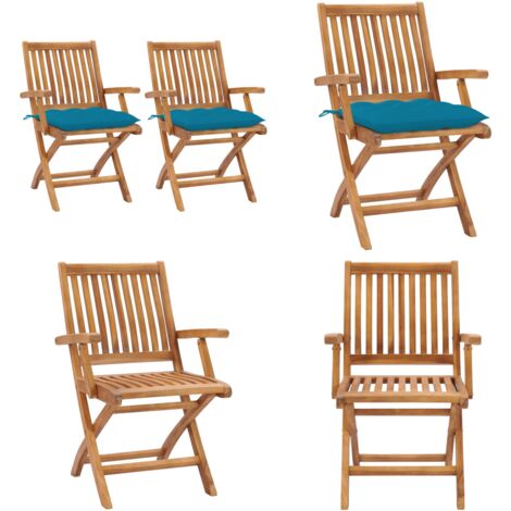 Sillas de jardín 2 uds madera de teca con cojines azul claro - Sillas de patio - Sillas de exterior