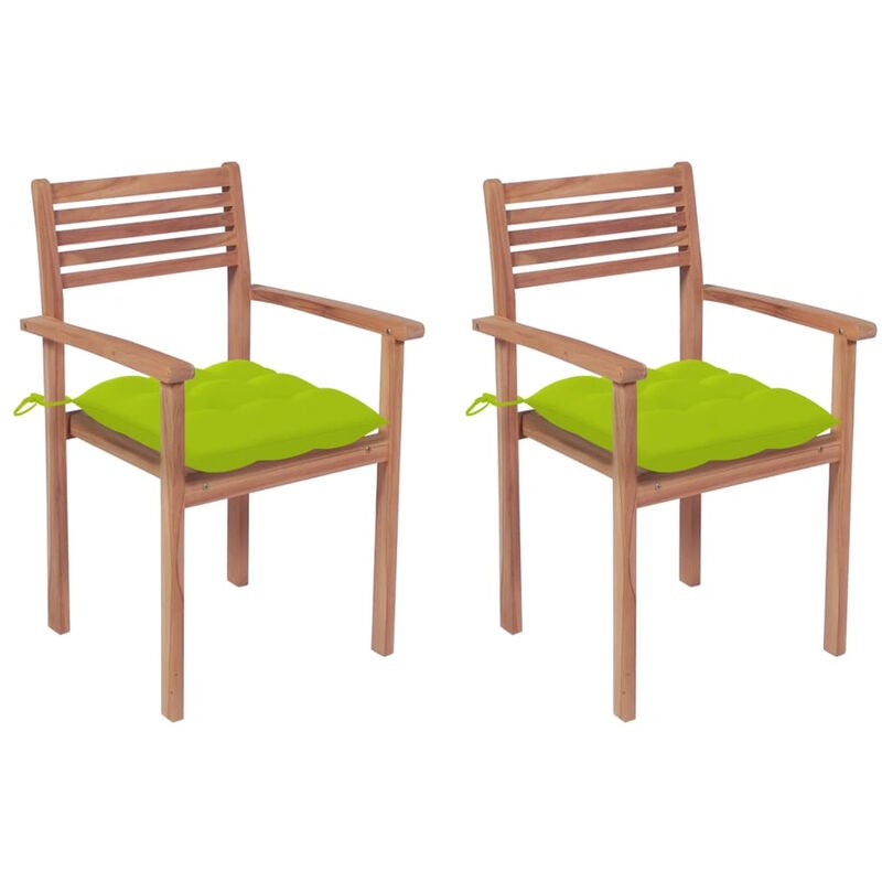 

Sillas de jardin 2 uds madera de teca y cojines verde brillante