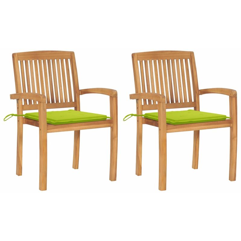 

Sillas de jardín 2 uds madera de teca y cojines verde brillante