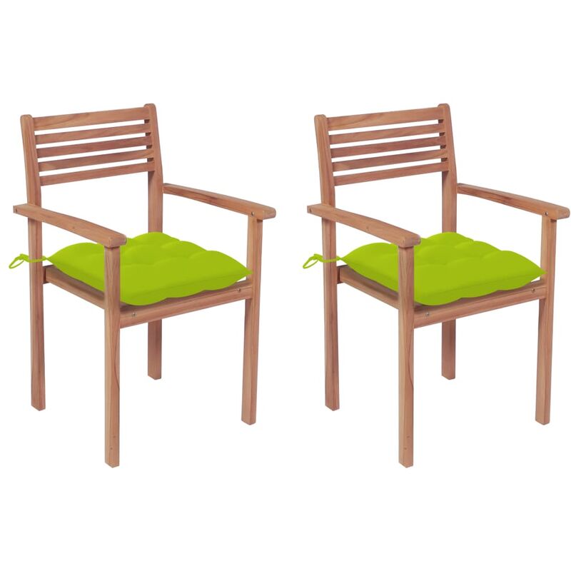 

Sillas de jardín 2 uds madera de teca y cojines verde brillante