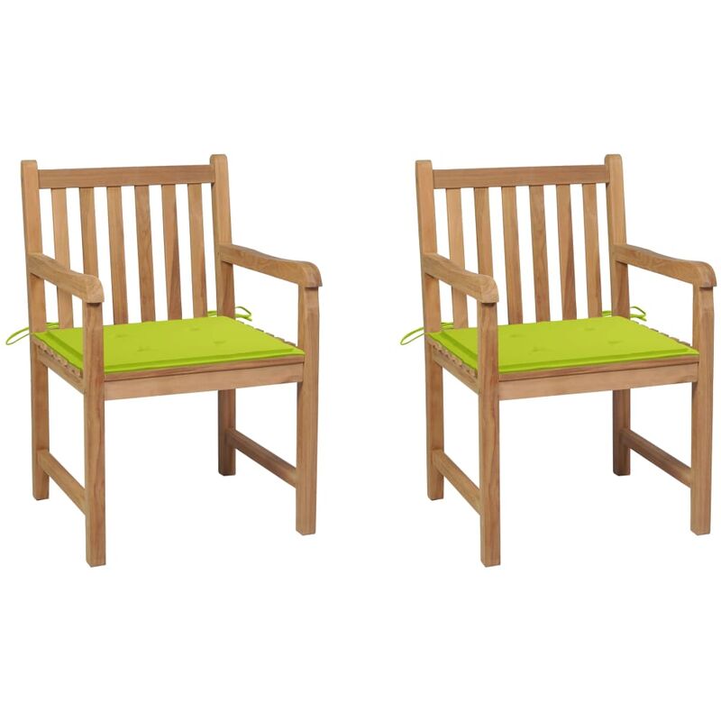 

Sillas de jardín 2 uds madera de teca y cojines verde brillante