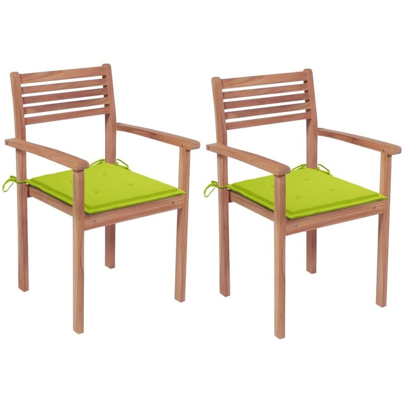 

Sillas de jardín 2 uds madera de teca y cojines verde brillante