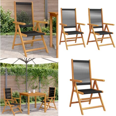 Sillas de jardín 2 uds madera maciza acacia polipropileno negro - Sillas de jardín plegables - Sillas de jardín de madera