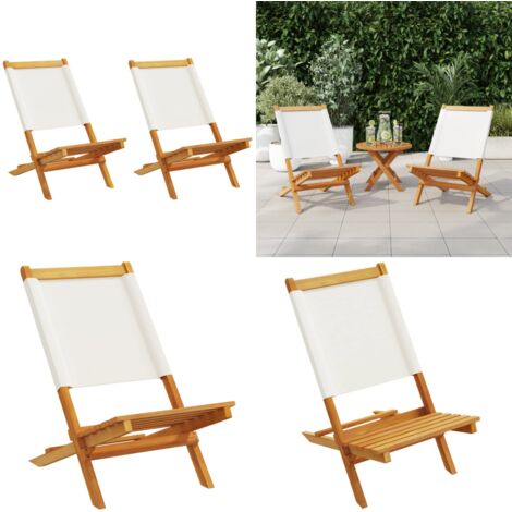 Sillas de jardín 2 uds madera maciza acacia y tela crema blanco - Sillas de exterior - Sillas de jardín acacia