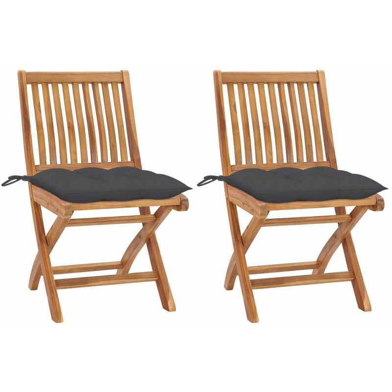 

Sillas de jardin 2 uds madera teca con cojines gris antracita