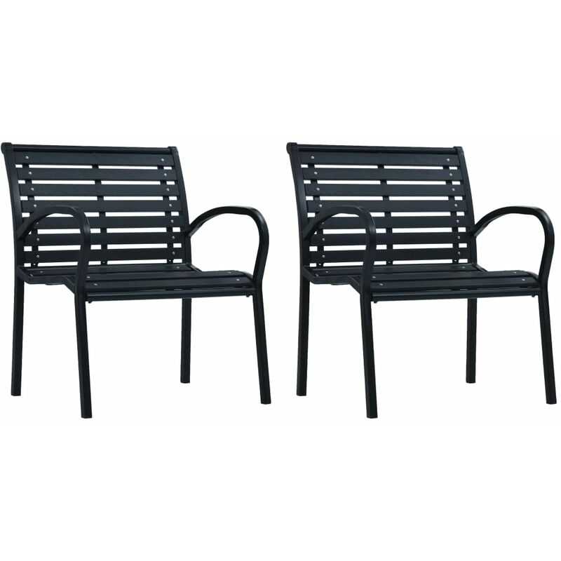 

vidaXL Sillas de jardín 2 unidades acero y WPC negro - Negro