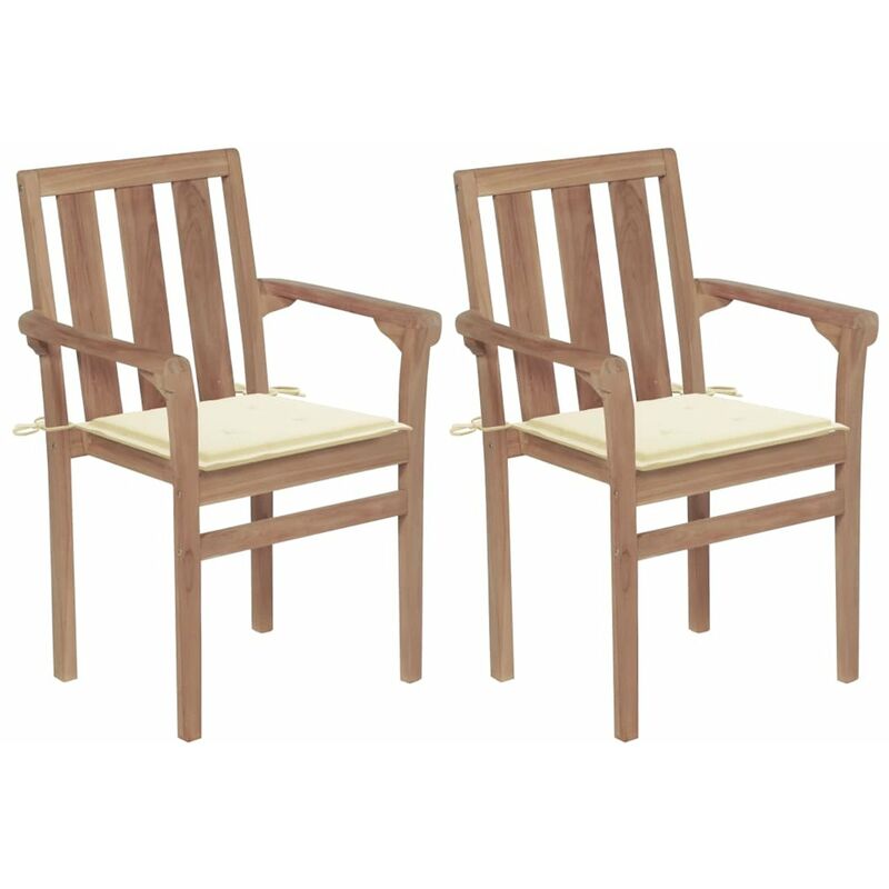 

Sillas de jardin 2 unidades con cojines crema madera de teca