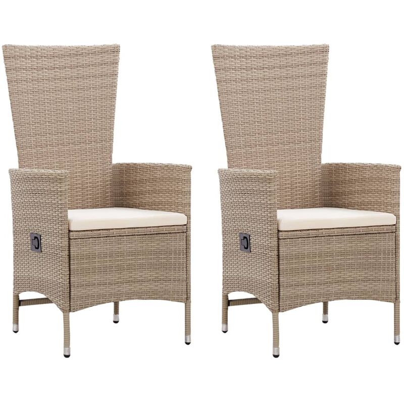 

vidaXL Sillas de jardín 2 unidades con cojines ratán sintético beige - Beige