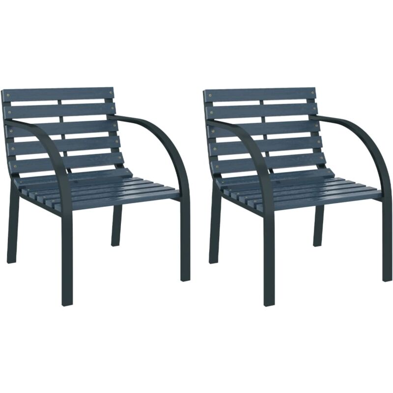 

vidaXL Sillas de jardín 2 unidades madera gris - Gris