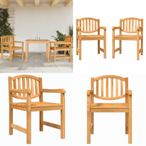 Sillas de jardín 2 unidades madera maciza de teca 58x59x88 cm - Madera de teca - Sillas de exterior